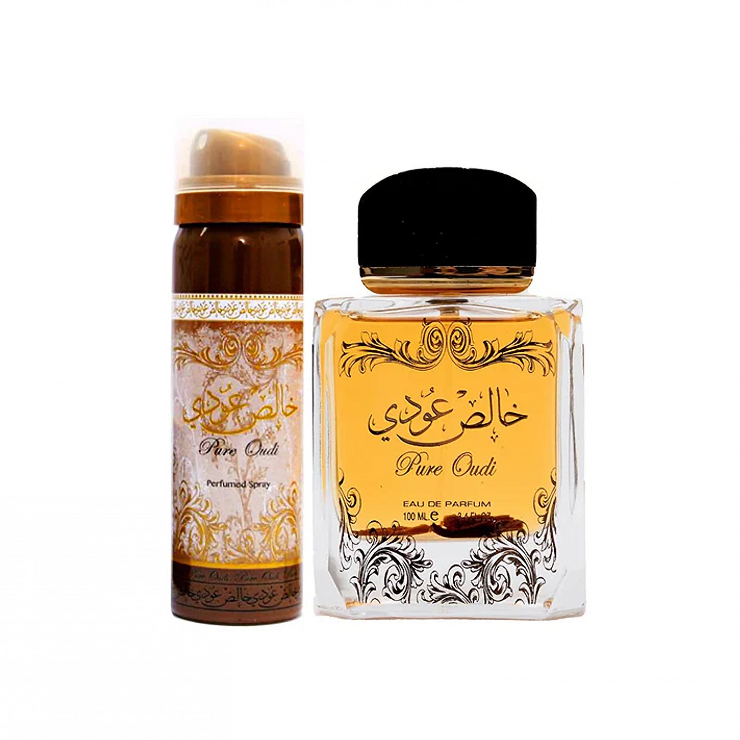 Pure Oudi (Khalis Oudi) 100 ml EDP mit Deodorant-Geschenkset von Lattafa
