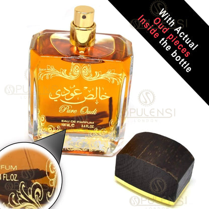 Pure Oudi (Khalis Oudi) 100 ml EDP mit Deodorant-Geschenkset von Lattafa