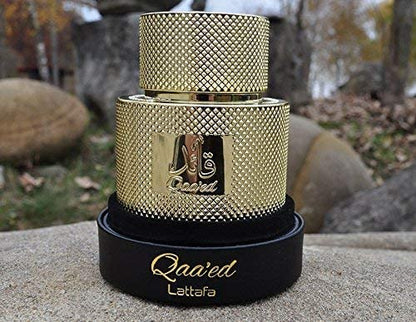 Lattafa Qaa’ed Eau de Parfum 100ml Lattafa Gold on the rocks lifestyle