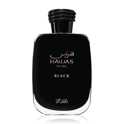 Rasasi Hawas Black Eau de Parfum 100ml black bottle front view