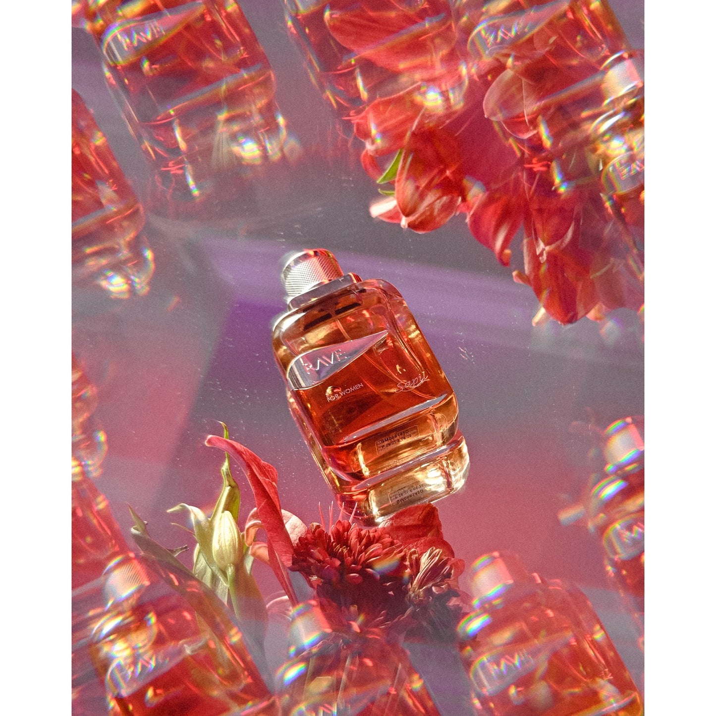 Rave Women Eau de Parfum bottle with reflective gems