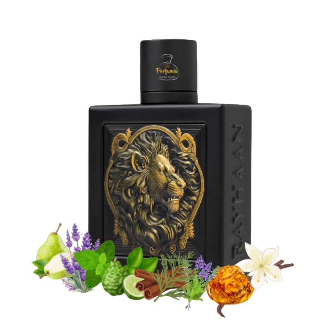 Rayhaan Lion for men Eau de Parfum 100ml Black bottle with notes