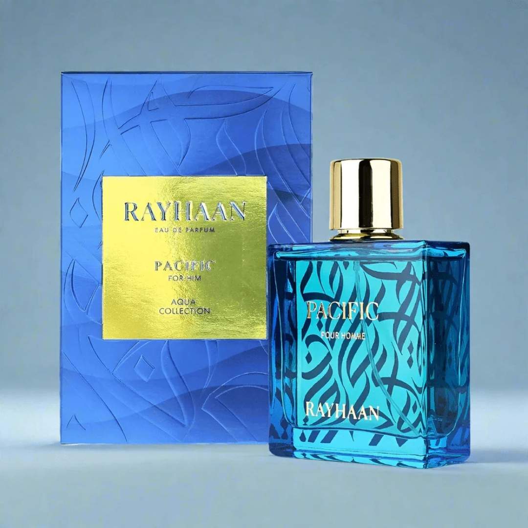 Rayhaan Pacific for Men Eau de Parfum 100ml close up of box front