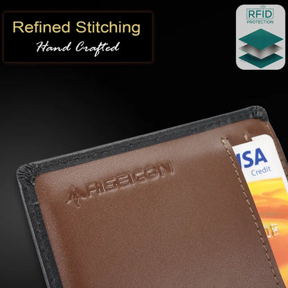 Riseicon® Legacy Travel Passport Wallet Document Organiser - Luxury Leather - Black/Brown