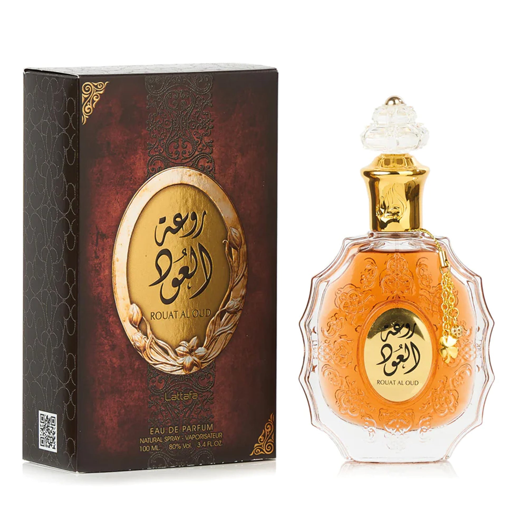 Rouat Al Oud Eau De Parfum 100ml by Lattafa bottle and box