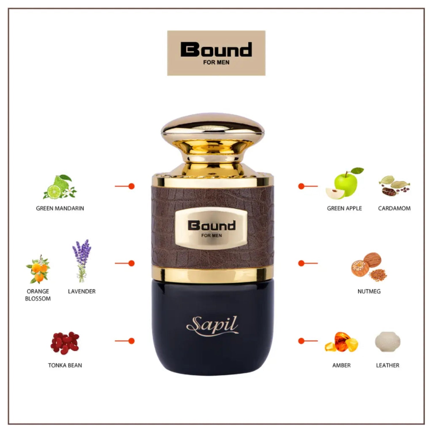 Sapil Bound 100ml EDT Mens Bold Citrus Leather Scent | Opulensi Sapil Bound 100ml EDT Mens Bold Citrus Leather Scent | Opulensi