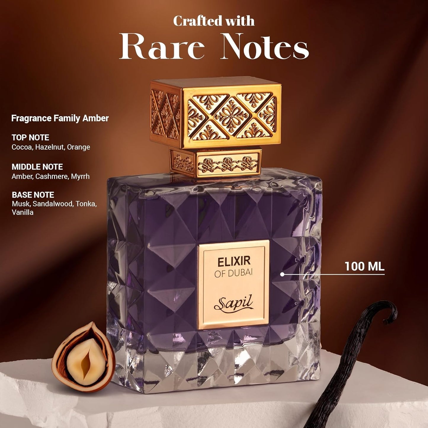 Sapil Elixir Of Dubai 100ml Eau de Parfum rare notes visual