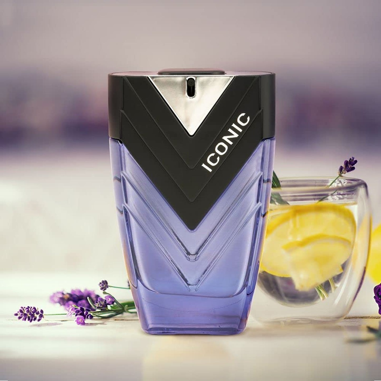 Sapil Iconic 100ml Eau de Parfum elegant setup with lavender