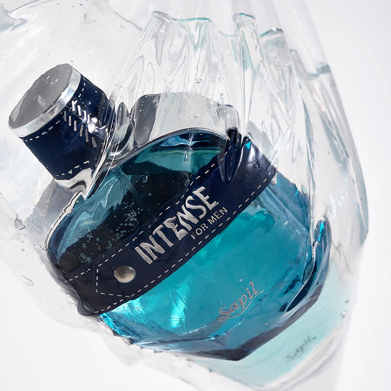 Sapil Intense Man 100ml Eau de Toilette bottle in water bag