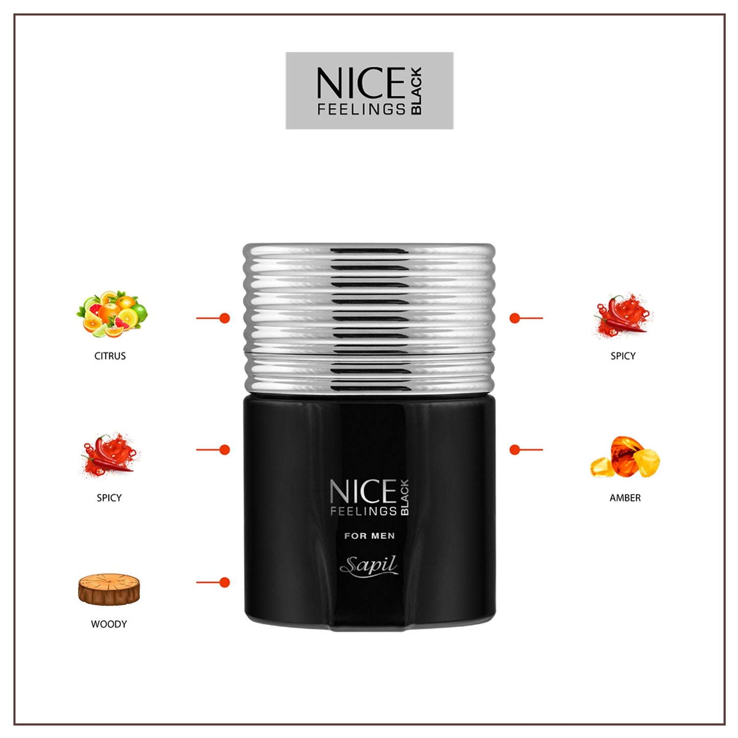 Sapil Nice Feelings Black Edition 100ml fragrance notes layout