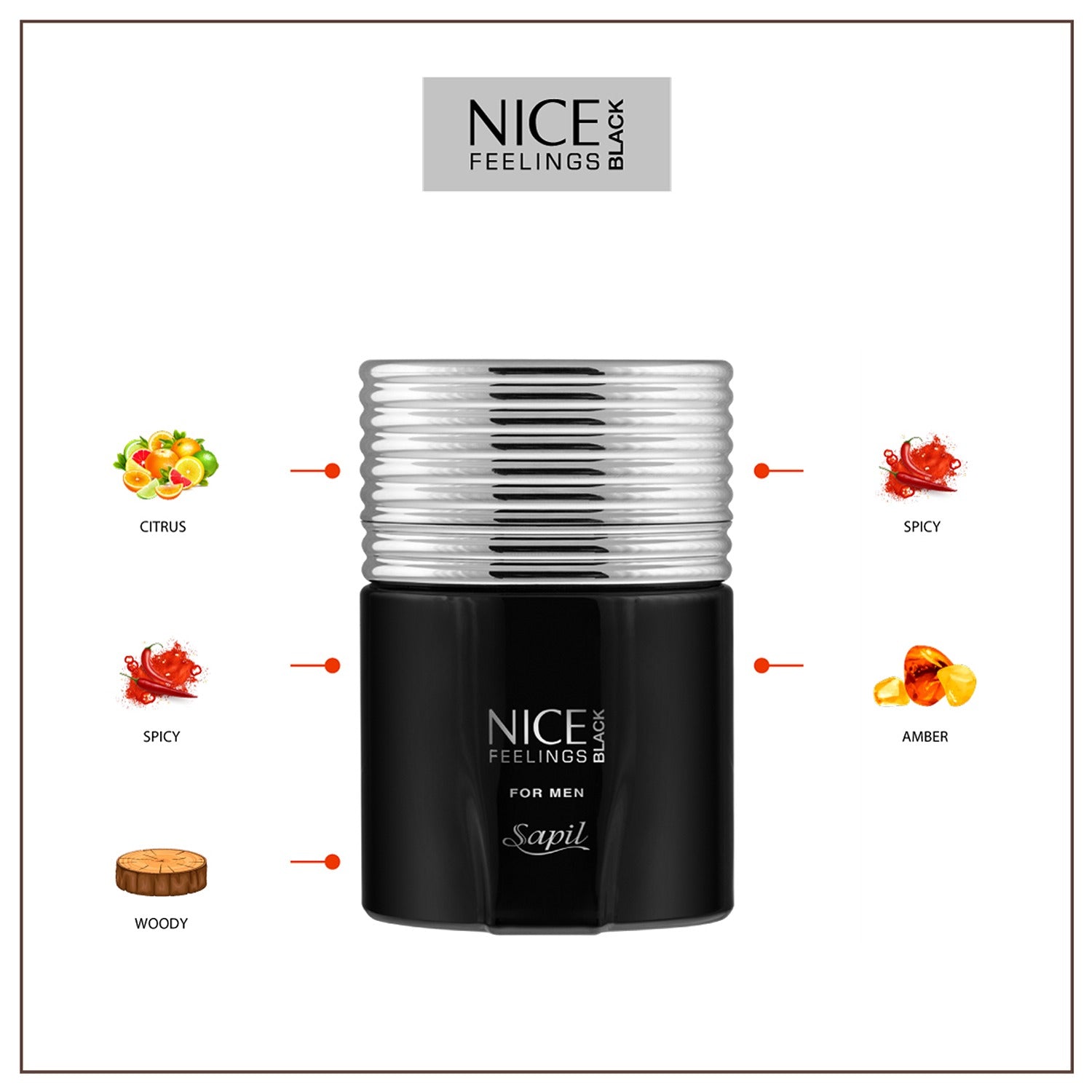 Sapil Nice Feelings Black Edition 100ml fragrance notes layout