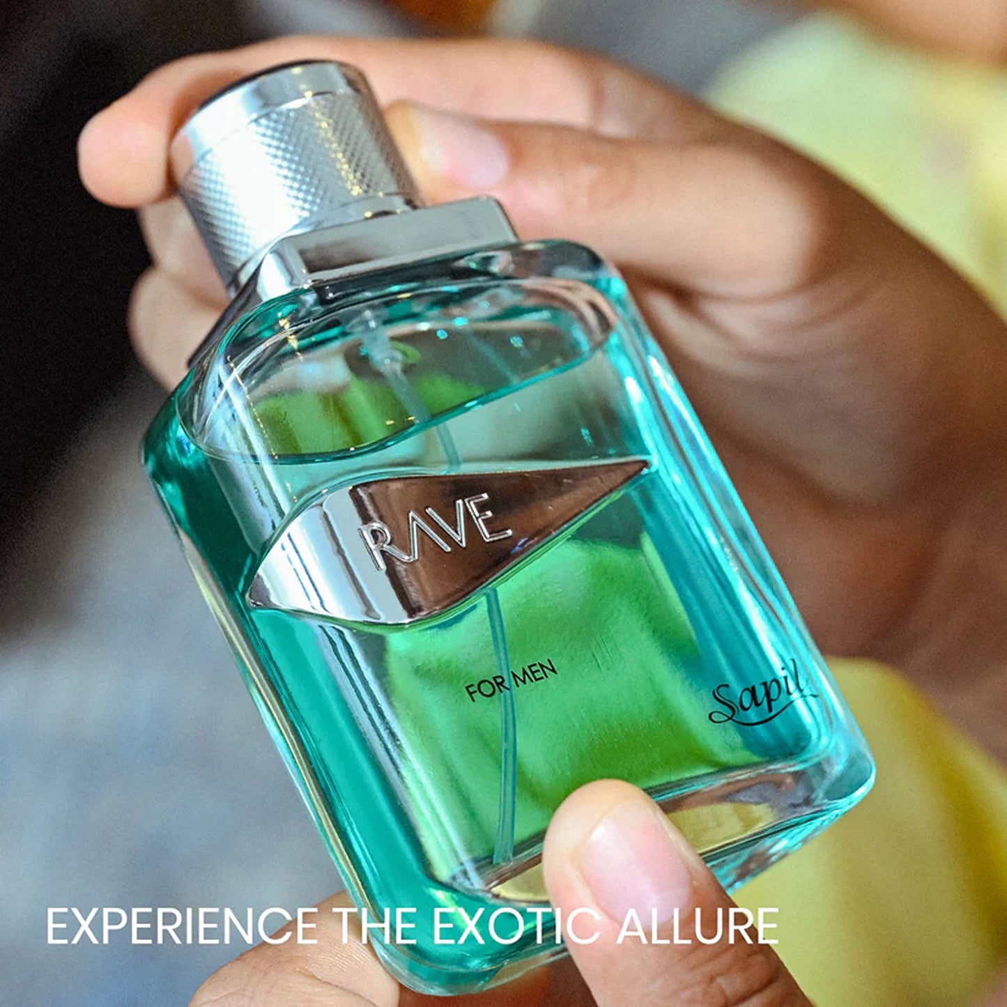 Sapil Rave Eau de Toilette 100ml shown in hand angled view