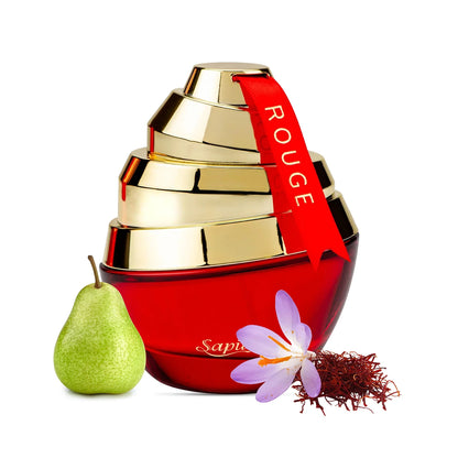 Sapil Rouge Eau de Parfum 100ml bottle styled with pear and saffron