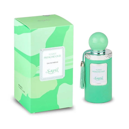 Sapil Yummy Pistachio Oud box and bottle display