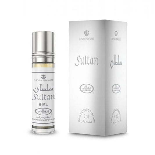 Sultan 6ml Perfume Roll-On Oil Al Rehab white bottle and box front view