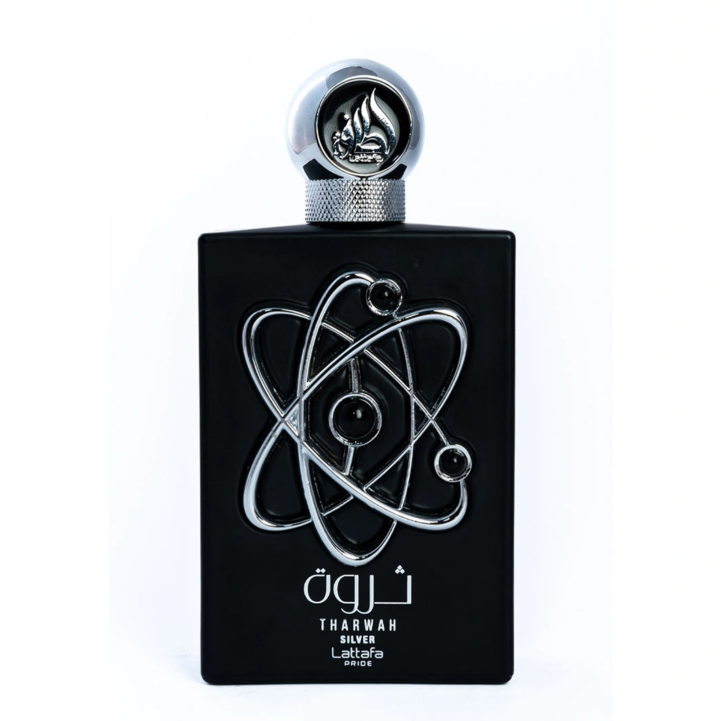 Tharwah Silver 100ml EDP by Lattafa Pride bottle front view