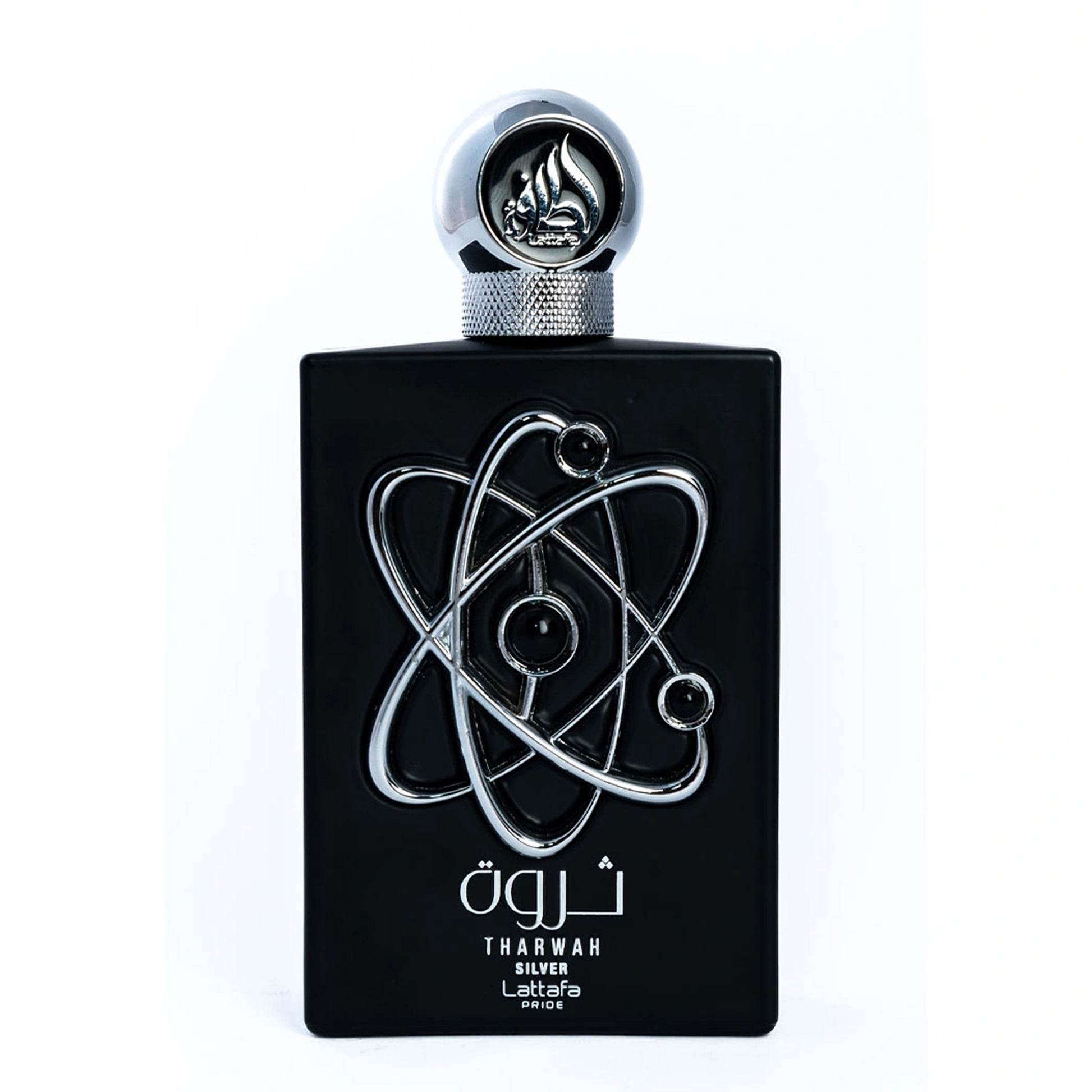 Tharwah Silver 100ml EDP by Lattafa Pride bottle front view