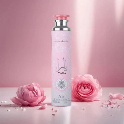 Yara Pink Air Freshener 300ml by Lattafa with pink roses