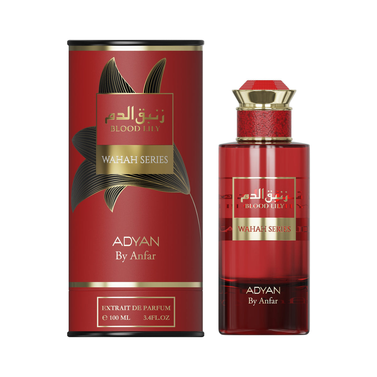 Adyan Blood Lily 100ml Extrait de Parfum bottle and presentation box