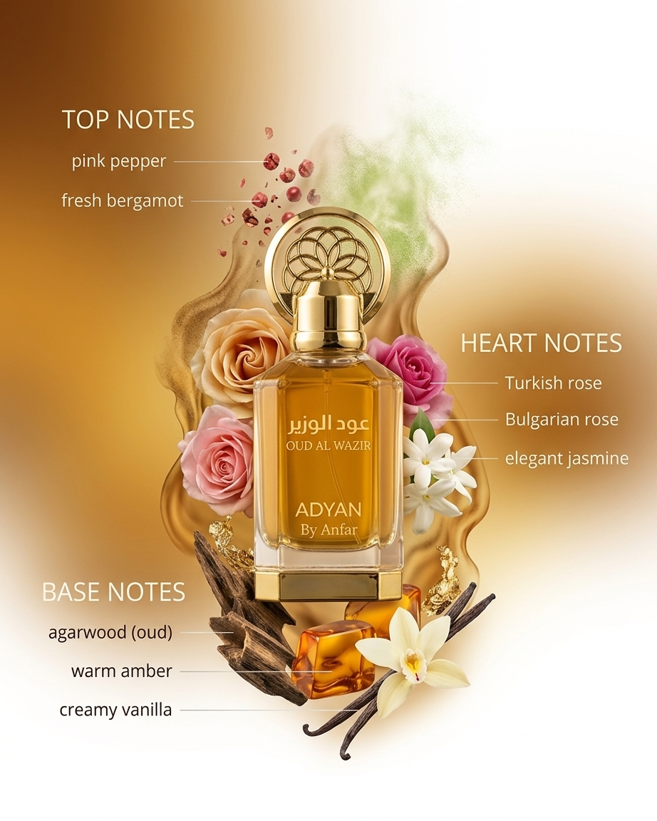 Adyan Oud Al Wazir 12ml concentrated perfume oil fragrance notes