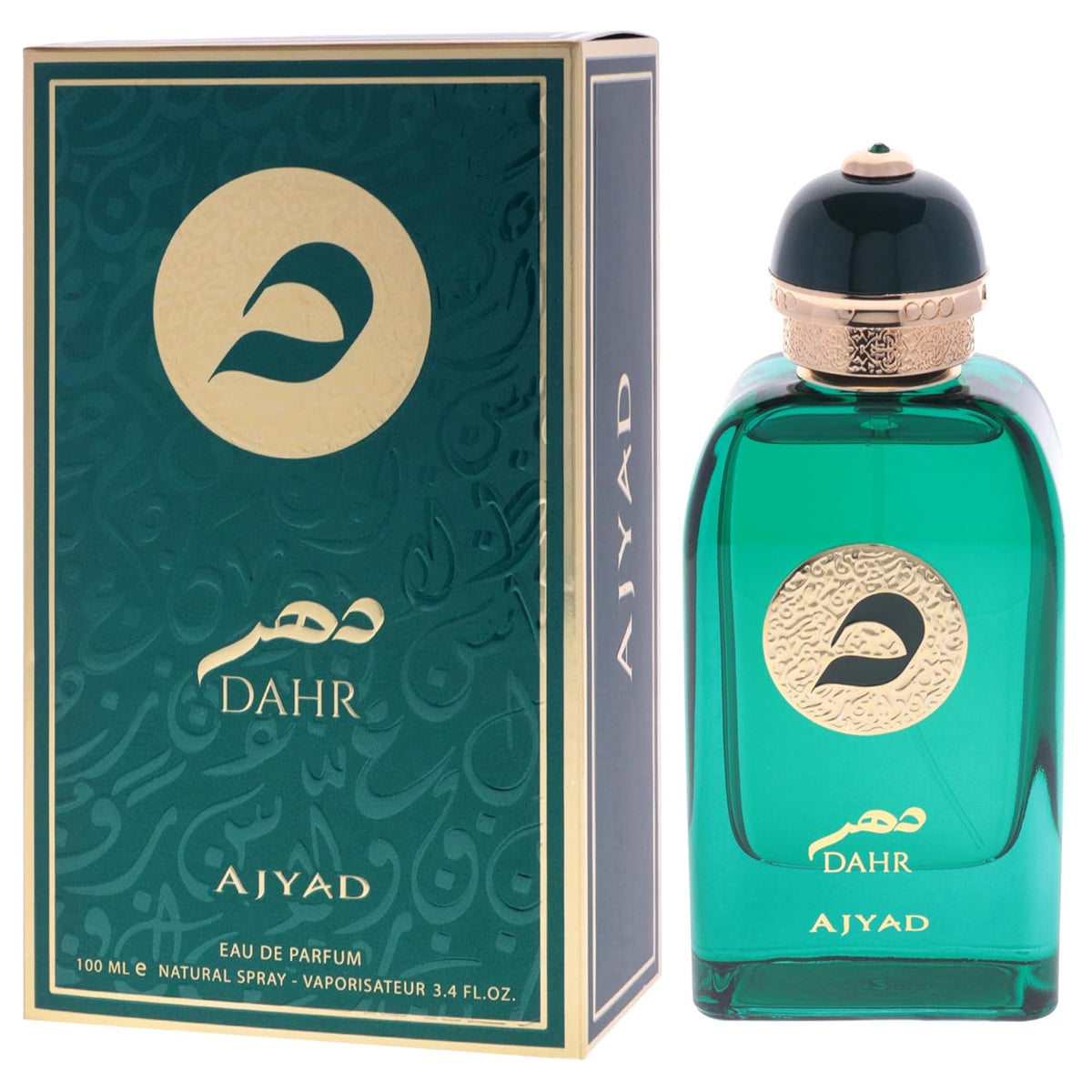 Ajyad Dahr Eau de Parfum bottle and box viewed at an angle