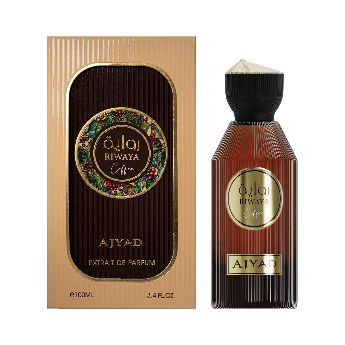 Ajyad Riwaya Coffee 100ml Extrait de Parfum bottle and presentation box
