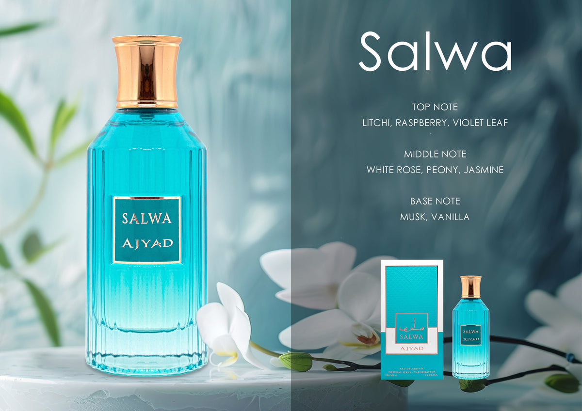 Ajyad Salwa fragrance notes and perfume bottle