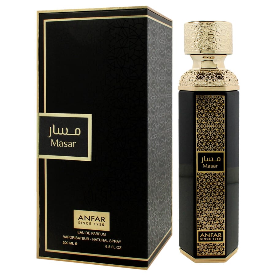 Anfar Masar 200ml Eau de Parfum black and gold bottle with box
