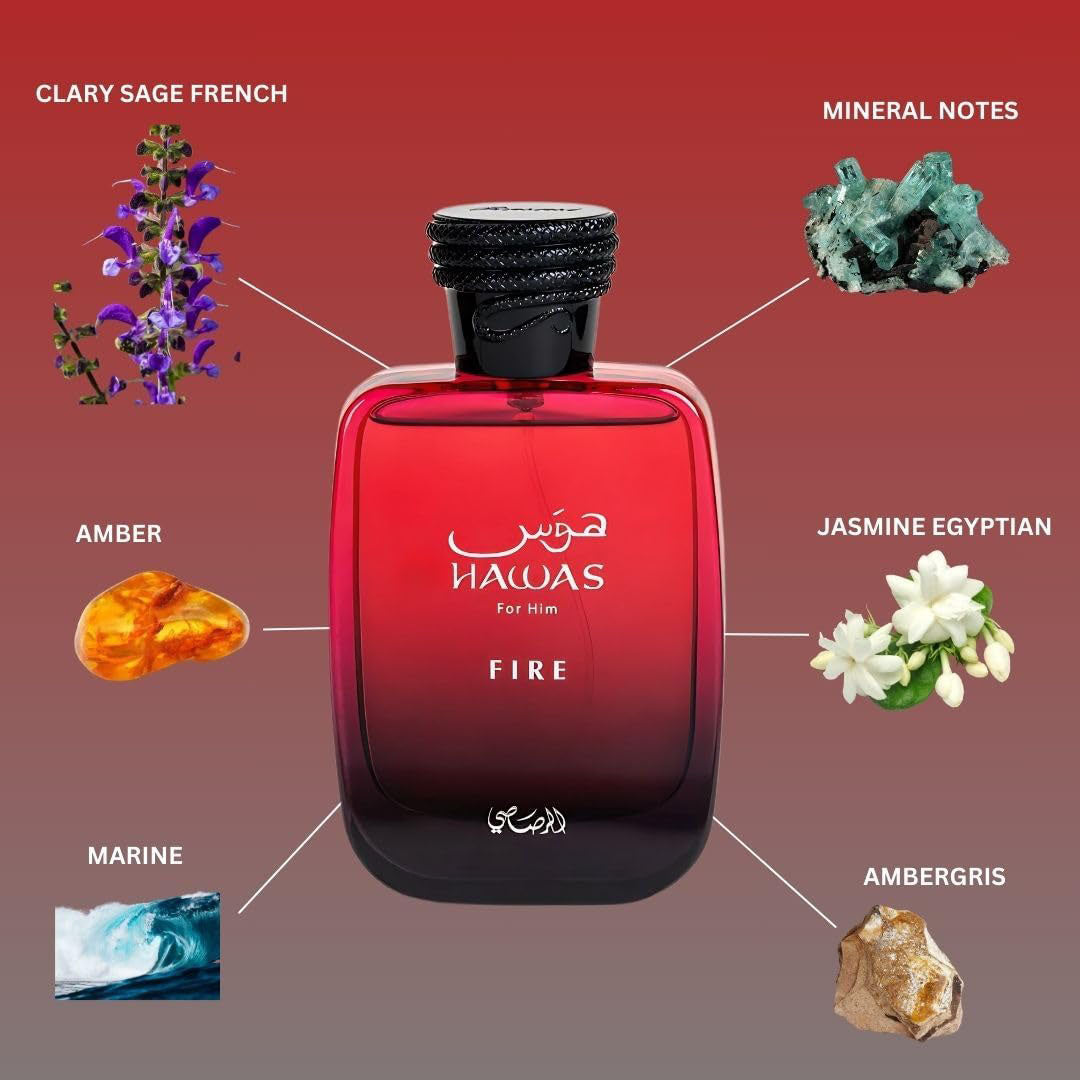 香水(男性用) Rasasi Hawas Fire Rasasi Hawas Fire Eau De Parfum 100ml – Opulensi.com