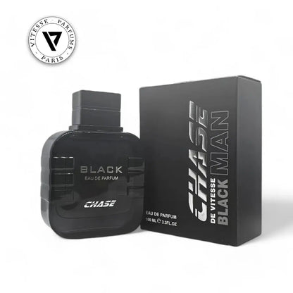 Vitesse Paris Chase Black 100ml EDP bottle and package on white background