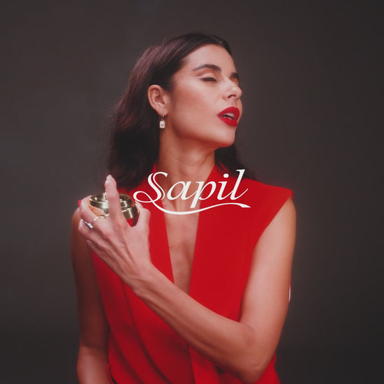 Sapil Rouge Eau de Parfum 100ml video model wearing red dress