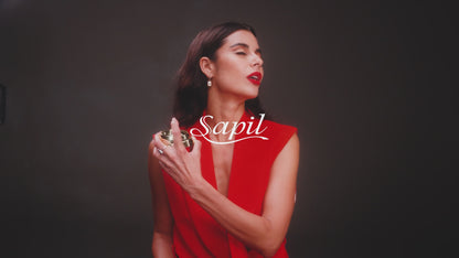 Sapil Rouge Eau de Parfum 100ml video model wearing red dress