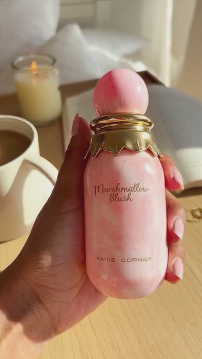 Paris Corner Marshmallow Blush Eau de Parfum 100ml bottle held in hand
