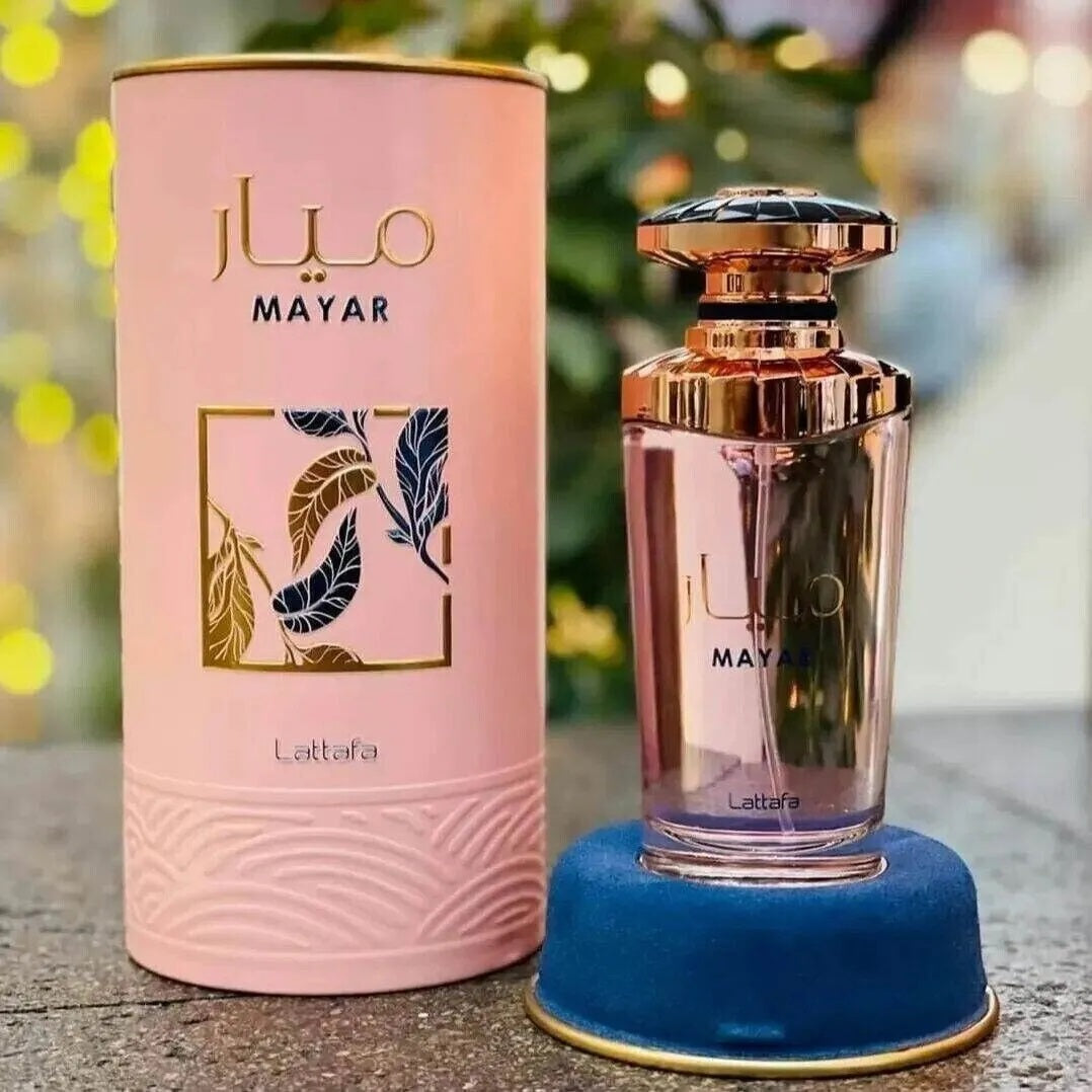 Mayar Eau De Parfum 100ml By Lattafa bottle outside of box