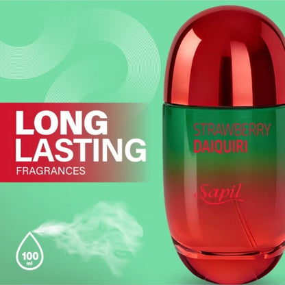 Sapil Strawberry Daiquiri Eau De Parfum long lasting fruity fragrance perfume bottle promotional image 100ml
