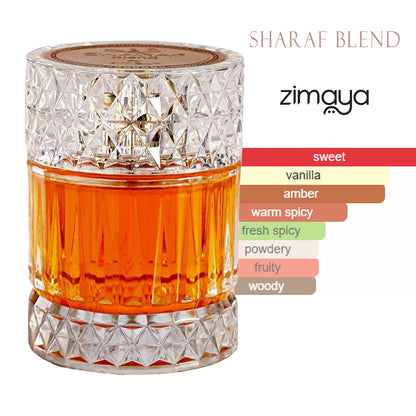 Zimaya Sharaf Blend EDP 100ml by Zimaya Afnan Perfume scent profile diagram