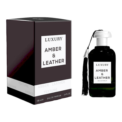 Amber & Leather Edp 100ml perfume by Khalis bottle and box