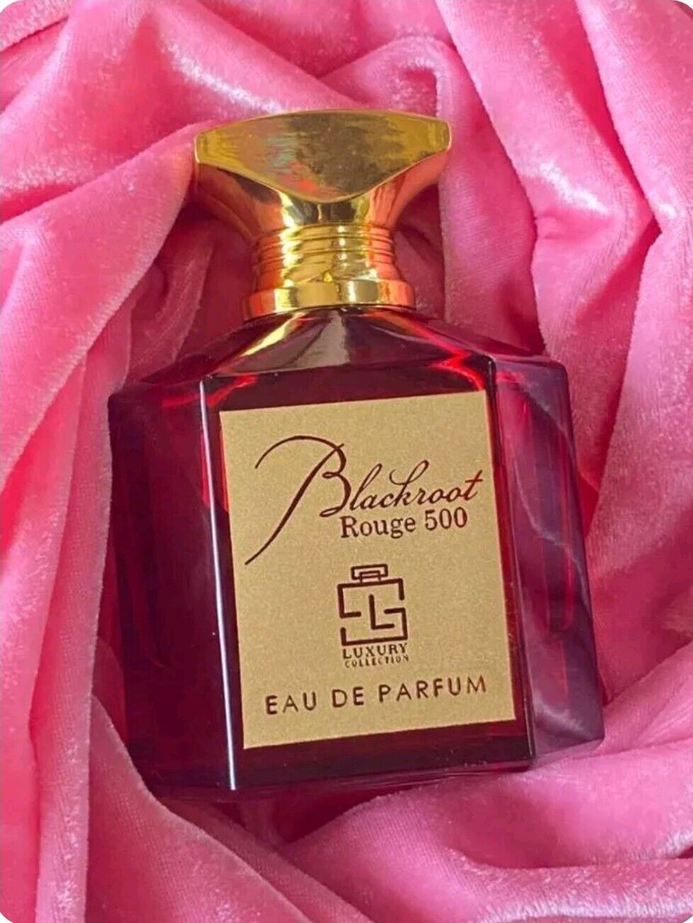 Blackroot Rouge 500 100ml Eau De Parfum by Khalis banner bottle on fabric
