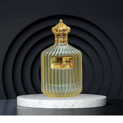 I Am The Queen (Ana Al Malikah) EDP 100ml bottle on podium