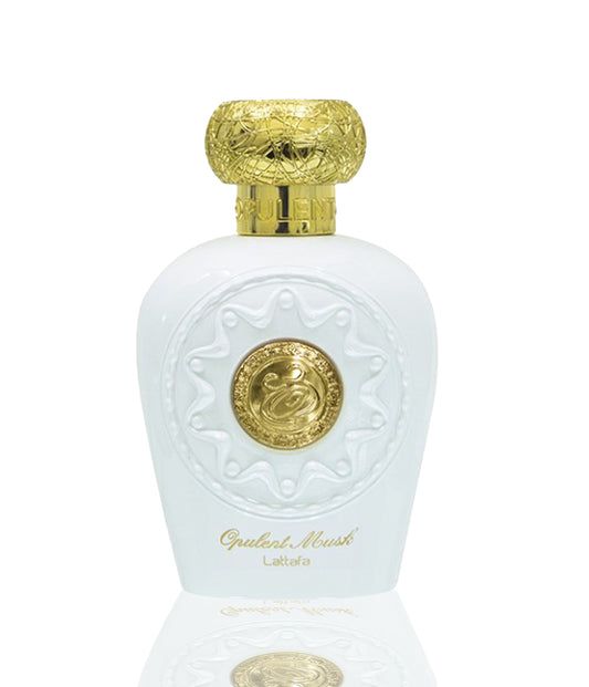 Opulent Musk White 100ml EDP by Lattafa white bottle