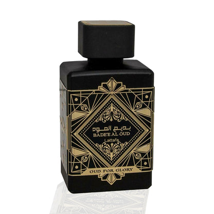 Lattafa Badee Al Oud Oud for Glory  bottle top angle